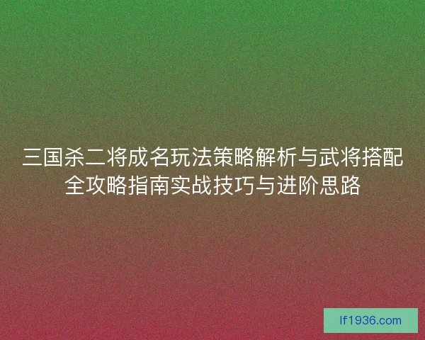 三国杀二将成名玩法策略解析与武将搭配全攻略指南实战技巧与进阶思路
