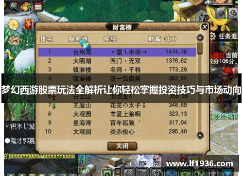 梦幻西游股票玩法全解析让你轻松掌握投资技巧与市场动向